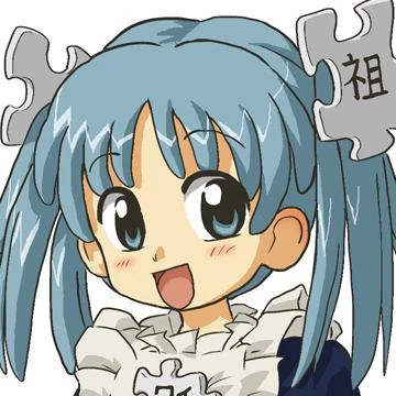Original blue-haired Wikipe-tan illustration by Kasuga