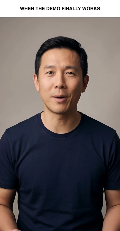 Original open-mouth reaction with a demo caption
